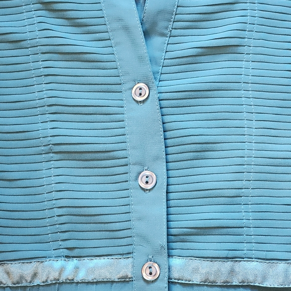 NWT NY Collection SS button-down blouse w/ tank top Size L Color turquoise - Picture 2 of 12